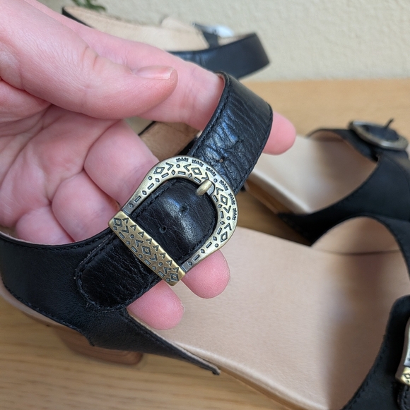 Dansko Anna Black Leather Western Heeled Comfort Sandals Size 39 (8.5 - 9) - Picture 3 of 14